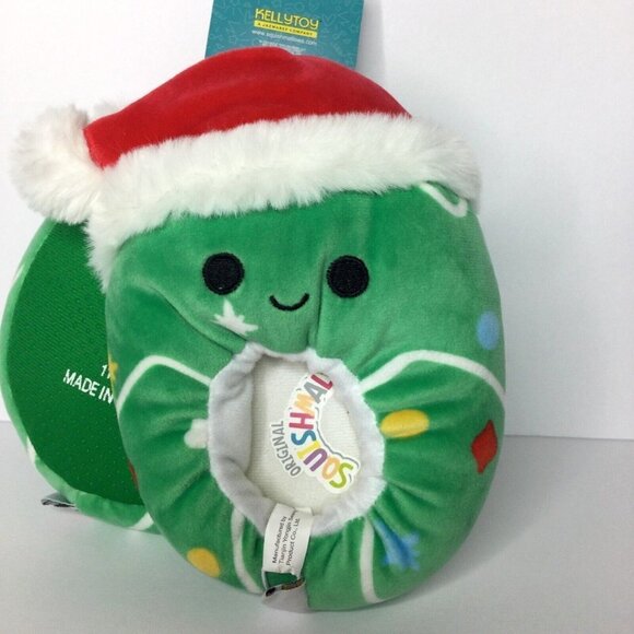 KellyToy Squishmallows Carol The Christmas Tree Kids‎ 11/12 Green Plush Slippers - Picture 4 of 5
